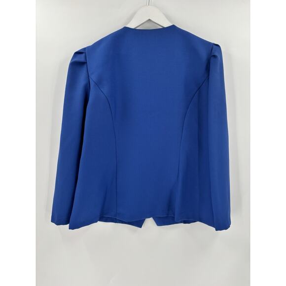 Vintage Good Times Jacket Womens 18 Blue Double Breasted V Neck Pleated 80s 90s - Picture 11 of 15